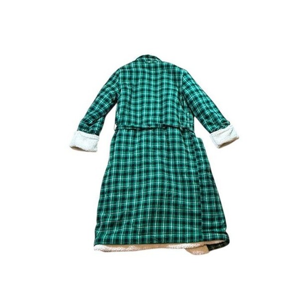 Lands' End Womens Size XS Scotch Plaid Flannel Sherpa Lined Robe Cozy Warm Belt - Picture 6 of 9